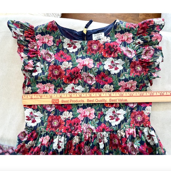 J. CREW Girls' Ruffle-Shoulder Dress in Liberty Amelie Poppy Floral - 8 - Picture 7 of 8
